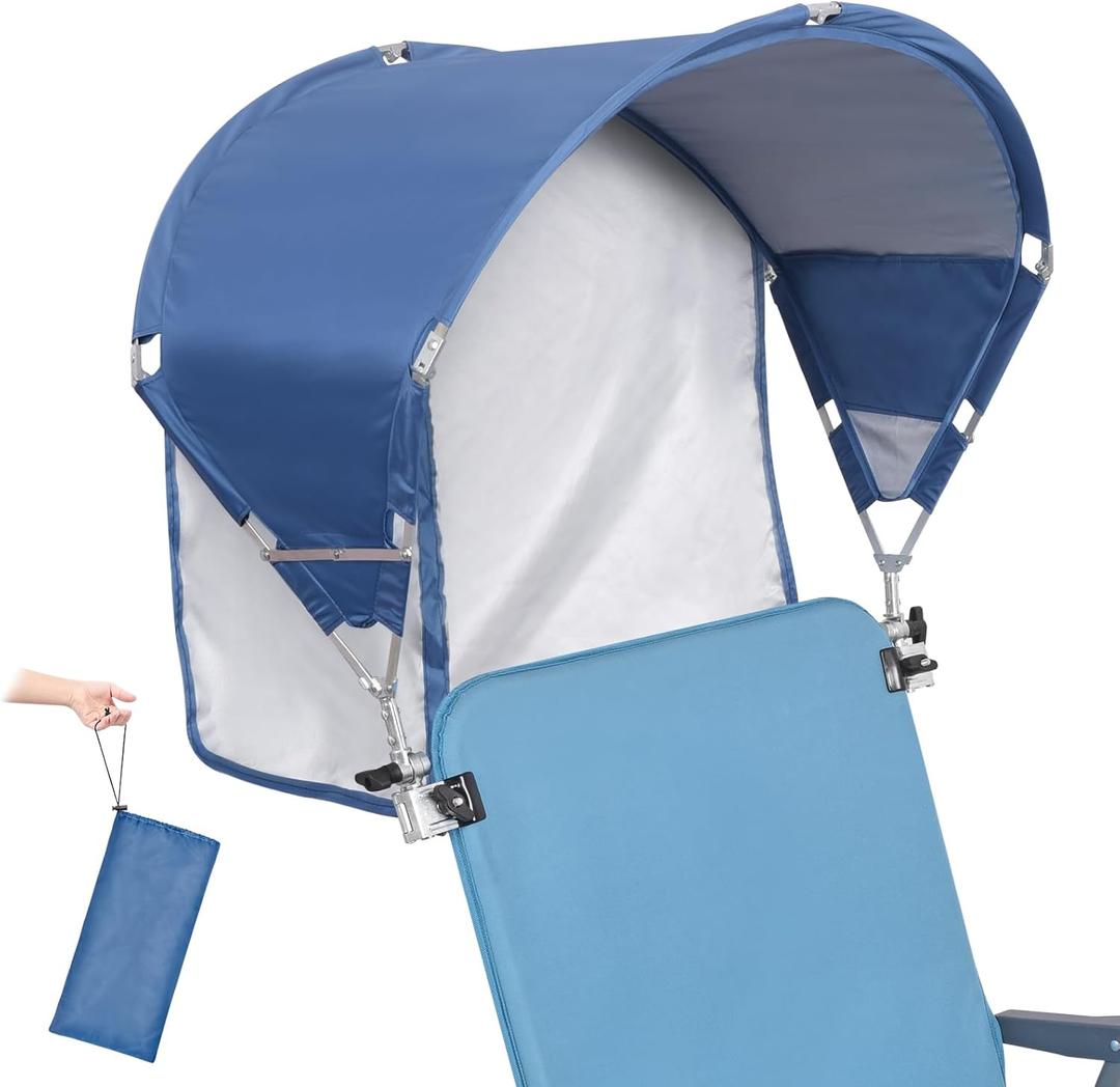 Universal Chair Umbrella Canopy, UPF 50+ Sun Shade with Adjustable Clamp, Fits Most Brands Beach, Camping, Lawn, Tanning, Zero Gravity, Lounge & Fishing Chairs, Patent Design (1 Pack, Navy)