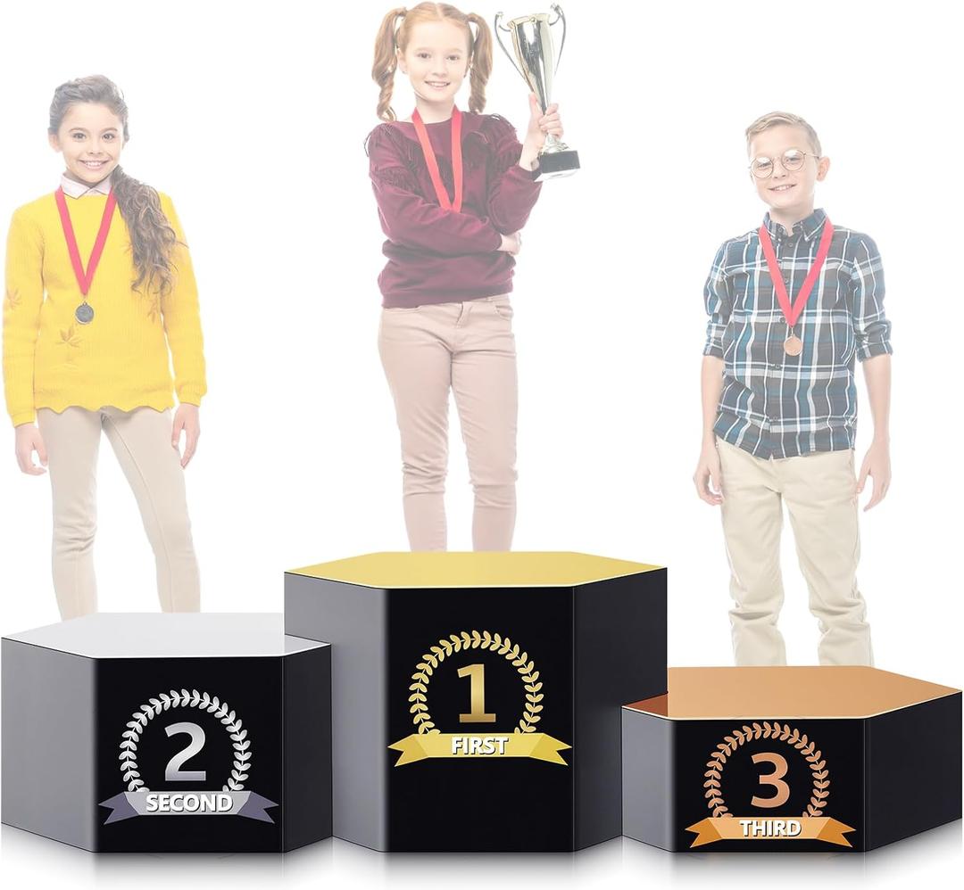 Fullhawl Cardboard Podium 76" W x 26" H People Winners Stand in Life Size Cardboard First Second Third Place Cardboard Cutout Standup for Party Decorations Display Event Backdrops Photo Booth Props