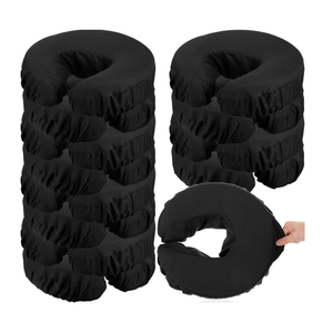 Tatuo 12 Pcs Face Cradle Covers for Massage Head Rest Microfiber Reusable Soft Thicker Massage Table Face Covers Oil Proof Headrest Cradle Sheets for Spa Beauty(Black)