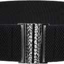 Black Stretchy Belt Women's Wide Elastic Belts For Women Black Vintage Stretch Cinch Waist Belt Stretchy Women's Wide Elastic Belts For Dresses