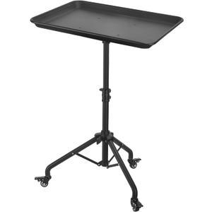 Salon Tray Cart Salon Rolling Tray, Tattoo Tray with Wheels Adjustable Height, Service Storage Tray Trolley for Beauty Clinic Spa (Black)