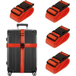 Luggage Straps for Suitcases TSA Approved Travel Belt 4 Pack by Chelmon (Red)