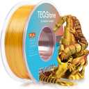 TEQStone Tri Color Silk PLA Filament 1.75mm Gold Silver Copper 1KG, Shiny High Gloss Finish, Seamless Color Transition, Neatly Wound, Accuracy +/-0.02mm Vacuum Packaging