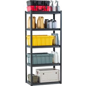 VEVOR Storage Shelves, 2000 lbs, 5 Tier Garage Storage Shelving, 18" D x 32" W x 72" H Adjustable Metal Shelves for Garage Shelves Utility Rack Shelf, Ideal for Kitchen, Warehouse, Basement, Black