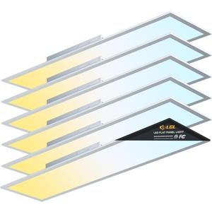 1x4 LED Flat Panel Light, Drop Ceiling Lights Fixture, Selectable Features, 20W/25W/30W/35W/40W, 3000K/3500K/4000K/5000K/6500K, Dimmable (0-10V), for Office Kitchen, ETL Listed (1x4FT-6Pack)