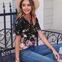 Zeagoo Womens Summer Tops Casual Short Sleeve V Neck Shirts Business Dressy Work Blouses (Black, M)