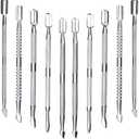 10Pcs Cuticle Pusher Remover and Cutter, Creatiee Double Ended Stainless Steel Cuticle Cleaner Nail Gel Polish Removal, Manicure Pedicure Nail Tools for Fingernails Toenails - Professional & Durable