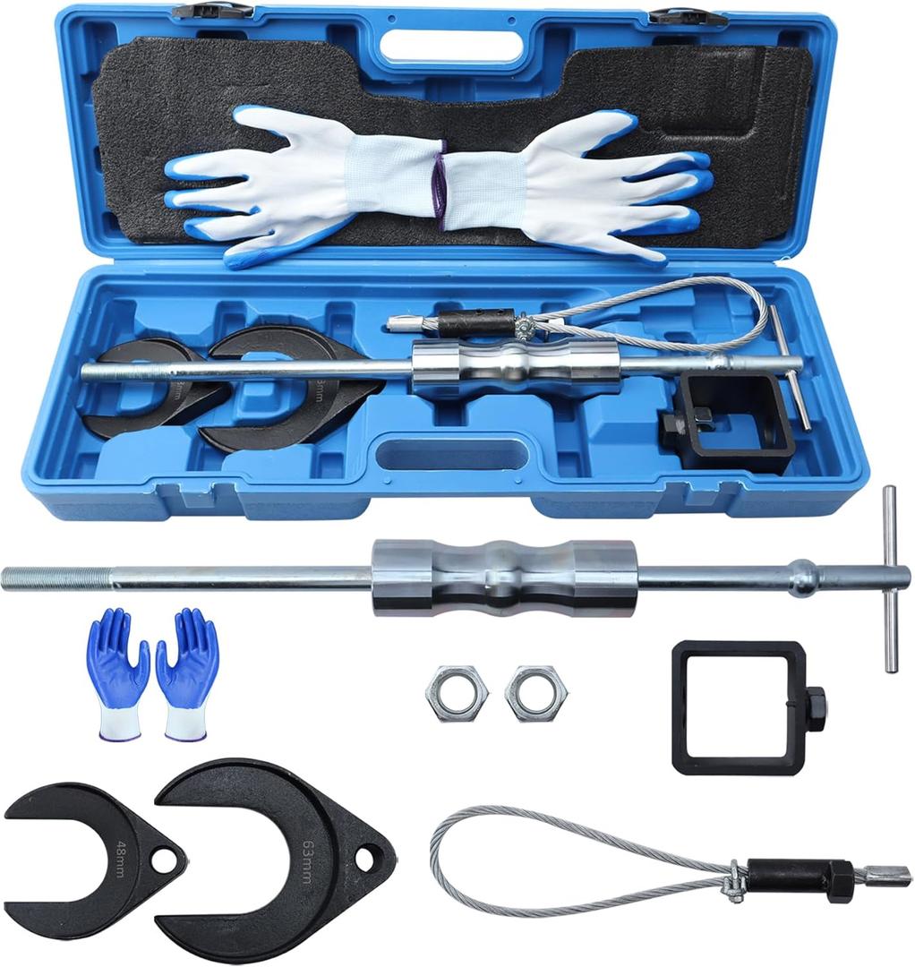 CV Axle Puller Tool with Heavy Duty Slide Hammer 8 pc CV Joint Removal Tool with 48mm & 63mm CV Joint Fork CV Axle Removal Tool with Outer CV Joint Adapter Steel Cable Adapter
