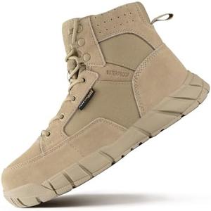 FREE SOLDIER Men's Durable Work Boots 6 Inches Lightweight Waterproof Hiking Boots Suede Leather Tactical Boots, Size 11.5