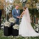 Zonon 3 Pcs Square Pedestal Stands for Party, Metal Display Stands Pillars for Wedding Bridal Ceremony Baby Shower Birthday Party Decorations, 29.5*13.4''(L), 23.6*11.8''(M), 19.7*10.2''(S)(Black)