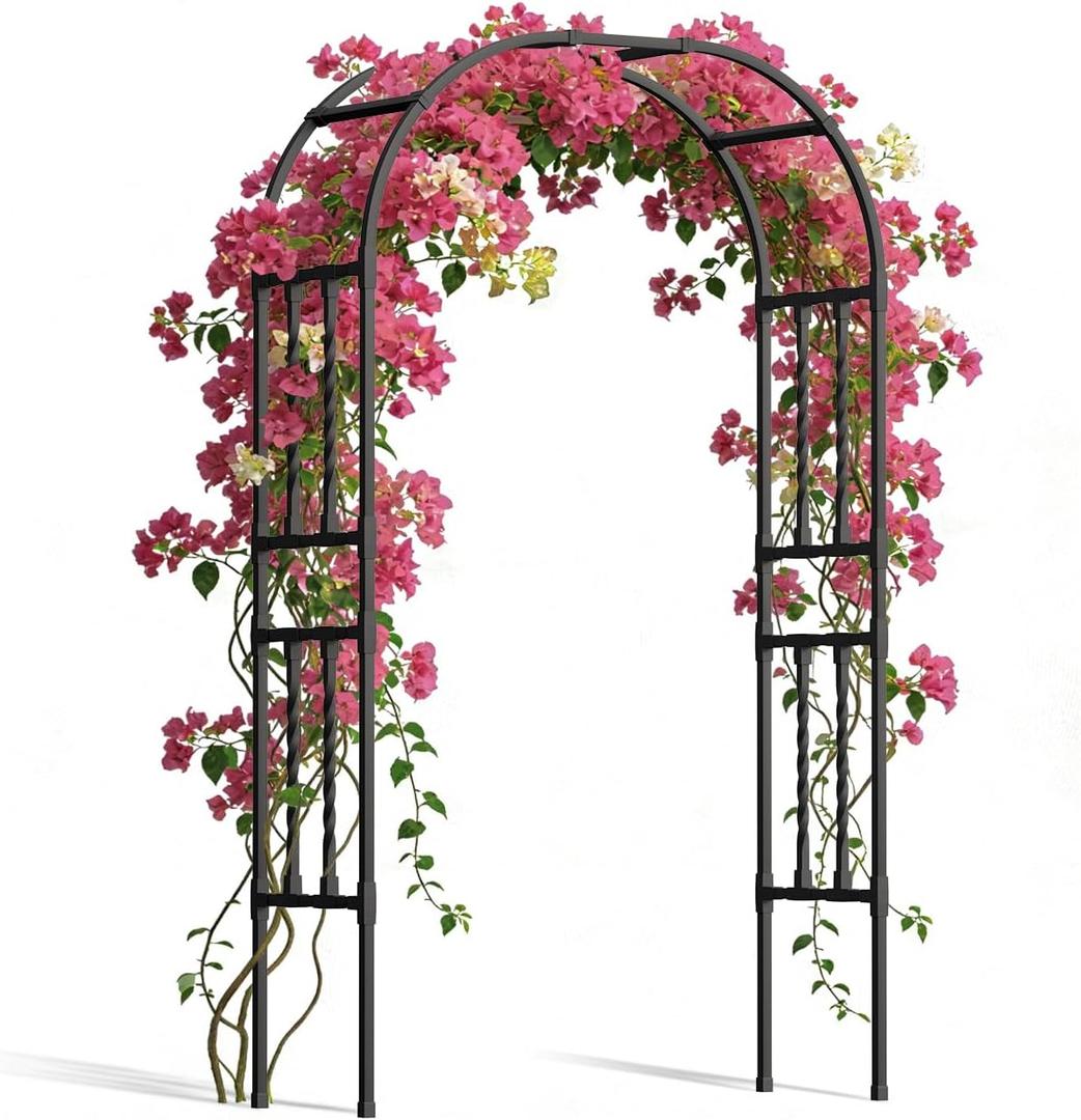 Square Tube Metal Garden Arch Trellis for Climbing Plants,4.9x7.9FT, Full Arch