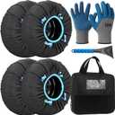 2 Pack Automotive Snow Socks for Tire, Traction Aid Anti Slip Tire Covers Chain with Ice Scraper Gloves, Universal Emergency Winter Kit for Cars Suvs Trucks Quick Fit Easy Installation (M)