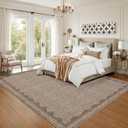 GarveeHome Scalloped Washable Rugs 9x12 Rug for Living Room Non-Slip Solid Coffee Modern Minimalism Low-Pile Carpet 9 x 12 Rug for Bedroom Dining Nursery Mat with Rubber Back
