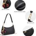 Black Shoulder Bag for Women Cute Hobo Cherry Purse Retro Clutch Underarm Handbag with Removable Straps