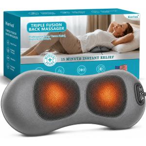 2026 Upgraded 3-in-1 Spine Support Pillow for Sciatica Pain & Lower Back Pain Relief, Triple Fusion Back Massager with Heat, Vibration & Airbag Stretching, Dark Gray