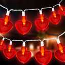 Valentines Day Lights 10Ft 20LEDs Heart Shaped Lights Battery Operated, Red Valentine Heart Fairy Light Valentines Day Decorations for Home Indoor (Red)
