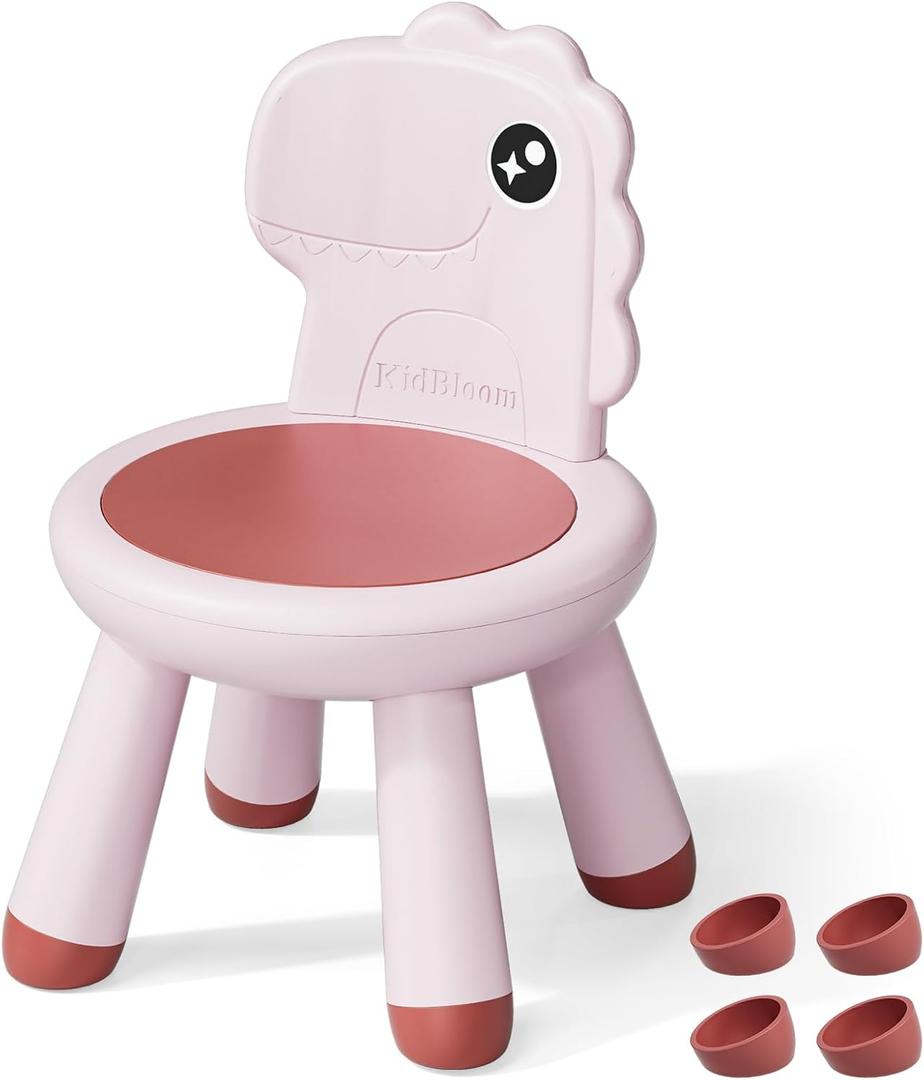 KidBloom Toddler Chair, Reinforced Kids Chair, Dinosaur Plastic Child Chair for Toddlers 13 with Supportive Backrest, Pink