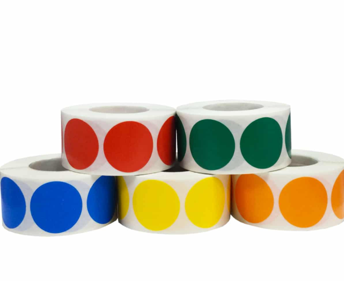 Primary Color Code Labels Pack 1″ Round, Pack of 7