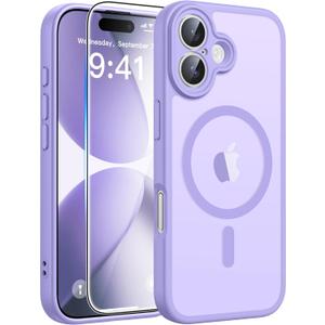 FNTCASE for iPhone 17 Case: [Compatible with Magsafe] Translucent Matte Cases with [Full Camera Protection] [Screen Protector] Military Grade Shockproof Protective Phone Cover - Light Purple (iPhone 17(6.3 inch))