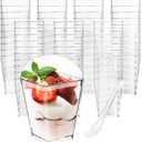 50 Pack 5 oz Plastic Dessert Cups with Lids and Spoons, Small Parfait Yogurt Pudding Cups with Lids for Party, Clear Mini Dessert Shooter Cup for Fruit Trifle Ice Cream