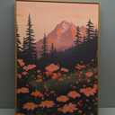 Tinonedraw Mountain Wildflower Framed Canvas Wall Art Set, Boho Mountains Landscape Wall Decor, Modern Floral Forest Scenery Artwork, Neutral Nature Art Prints for Living Room Bedroom Office 24"x36"x3, 36L" x 24W"