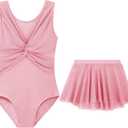 DAXIANG Mesh Front Dance Leotard for Girls Gymnastics Ballet Dress with Removable Tutu Skirt for Toddler Girl Kids 2-10 Years