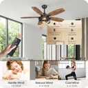42 Inch Farmhouse Ceiling Fan with Lights and Remote, Timer, Dual Finish 5 Blades (Rustic Brown and Oak), 6 Speeds, Reversible DC Motor, Rustic Brown Caged Ceiling Fan for Bedroom FB04CF4205