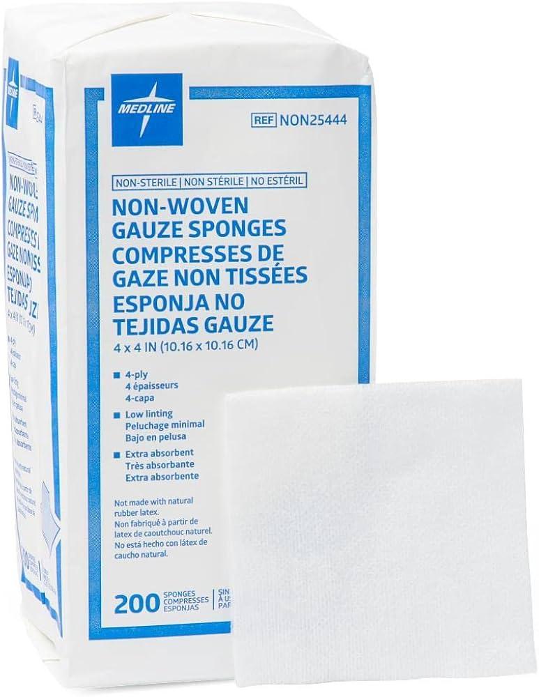 Medline Avant Gauze Non-Woven Non-Sterile Sponges, 4x4 in, 200 Count