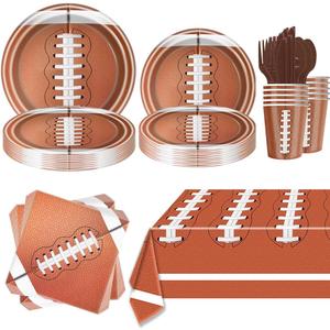 Football Party Tableware For Football Game Day Party Decorative Items (Brown)