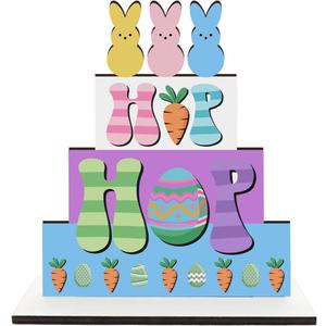 Easter Decorations Peeps Decorations Easter Carrot Decor Wooden Table Decor for Home Office Living Room Bathroom Bedroom Farmhouse Shelves Desk 6.4x6.4x0.2 inches