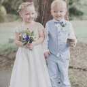 Boys Formal Suit Vest Double Breasted Solid Wedding Vest for Boys (7, Light Grey)
