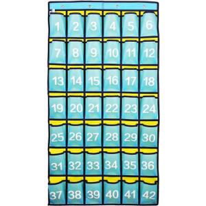 Numbered Classroom Pocket Chart Hanging Organizer for Cell Phones Calculator Holders (42 Pockets)