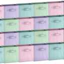 Hillban 24 Pcs Storage Cubes 11'' Collapsible Storage Bins Bulk Fabric Cubes Basket with Dual Handles Organizer Cube for Closet Toy Classroom Shelf Room (Solid Style,Pastel)