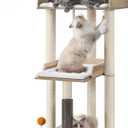 FourFurPets 43.7" Cat Tree, Modern Cat Tree Tower, Cat Tower for Indoor Cats Large Adult, Cat Condo with Scratching Post, Large Perch and Removable Pads, Greige