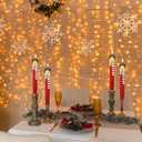 2 x DRomance Christmas Flameless Taper Candles Battery Operated with Remote and Timer Real Wax LED Flickering Taper Candles 3D Wick Hand-Colored Painted Deer Holiday Indoor Decor(2 Pack, 0.79 x 11.4)