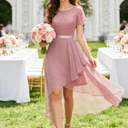 Wedtrend Women's Formal Wedding Guest Dress Ruffle Bridesmaid Dress Flutter Sleeve Prom Dresses for Teens, S