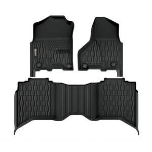 AutoBull Floor Mats Compatible with 2013-2018 Ram 1500 (19-24 Classic Body only) Crew Cab; 2010-2018 Ram 2500/3500 Crew Cab, All Weather TPE Floor Liners, Custom Fit Car mats, 1st & 2nd Row, Black