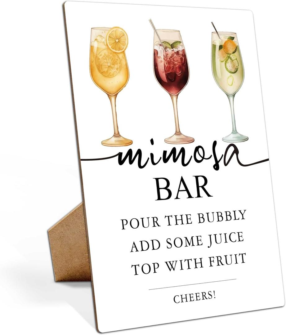 Mimosa Bar Sign 8x11 inches, Modern Wooden Decorative Sign for Bachelorette Party, Wedding, Engagement, Bridal Shower, Carnivals
