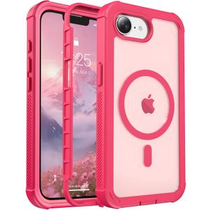 jaroco Magnetic for iPhone 17e Case& iPhone 16e Case, [Compatible with MagSafe][Military Grade Drop Protection][Heavy Duty Protection][Non-Slip][Shockproof] 2-Layer Bumper Phone Case 6.1''-Rose