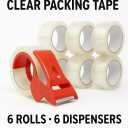 Heavy Duty Clear Packing Tape with Dispensers (6 Rolls, 1.88 x 25 yd)  Strong Shipping Tape for Moving, Holiday Gift Wrapping, Mailing & Everyday Packing