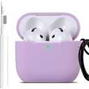 Maxjoy for Apple Airpods 4th Generation Case Cover(2024), Silicone Case with Cleaner Kit & Keychain Compatible Compatible with Airpods 4 case for Women,Men(Lavender Purple) 3 Pack