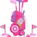 Liberry Toddler Golf Set for 1 2 3 4 Years Old, Upgraded Kids Golf Cart with Unique Shoulder Strap Design, Indoor and Outdoor Golf Toys for Boys Girls (Pink), Medium, Small