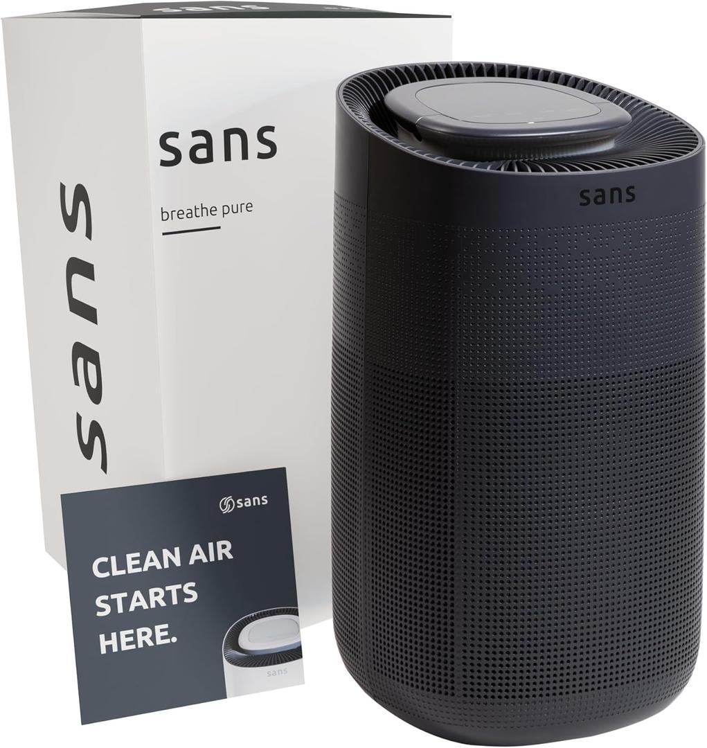 Sans HEPA 13 Air Purifier - Black - 1560ft Ultra-Quiet Home Air Purifier, Pre-Filter, Activated Carbon, UV-C Light, Protect from Odors, Smoke, Pollutants, Allergens, Dust, Dander, Harmful Chemicals