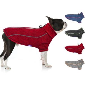 cyeollo Fleece Dog Jacket Zipper up Sweaters Reflective Small Dog Coats with D Ring Warm Sweaters Dogs Clothes for Pet Apparel M 