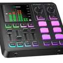 PUPGSIS Gaming Audio Mixer, Audio Interface for PC/Podcast/Streaming, Sound Board with 3.5mm/XLR Mic Input, 48V Phantom Power, Voice Changer, Live Sound Card with DJ Mixer Effects/Bluetooth/4 Channel