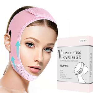 MASIKA Chin Strap For Sleeping,Adjustable Chin Strap,Jaw Strap,Jawline Shaper,V-Line Mask Chin Up Mask V Shaped Face Mask, Jaw Exerciser,Reusable Chin Strap,Pink