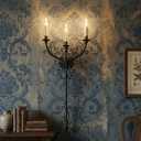 Black Iron Candle Sconces Gothic Wall Candle Holder - Extra Large 28" Medieval 3-Candle Wall Mounted Candlestick for Castle Theme, Halloween, Living Room, Dining Room