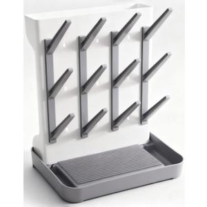 Baby Bottle Drying Rack, Vertical Space Saving Countertop Holder - Large Capacity for 12 Bottles, Pump Parts, Pacifiers, Brushes, Sippy Cups - BPA-Free, Baby Accessories Organizer - Grey (Gray)