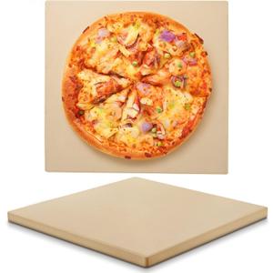 Unicook Pizza Stone 15 Inch, Premium Baking Stone for Oven Grill, Square Cordierite Bread Pizza Pan, Thermal Shock Resistant, Includes Scraper