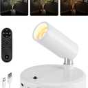 EZVALO Battery-Powered LED Spotlight Indoor, Wireless Picture Lights with Remote, 5500mAh Rechargeable Mini Display Light, Uplighting Indoor for Artwork, Tree, Painting, Portrait (1-Pack White)